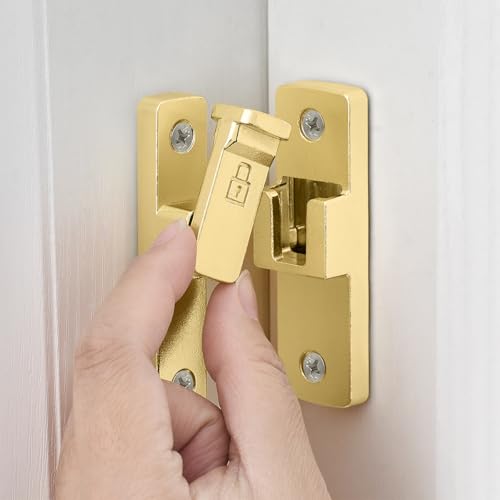 Gold 90 Degree Zinc Alloy Barn Door Latch, Flip Gate Lock | Sliding Door Latch,Right Angle Door Lock,for bedroom,garage,balcony,barn,bathroom,drawer,window,cabinet,pet enclosures - color: Gold_90 Degree