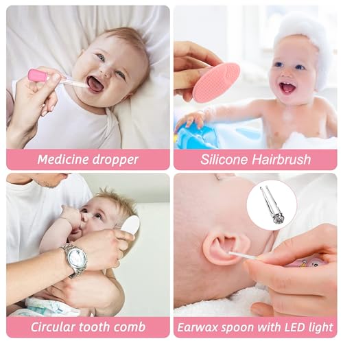 Baby Healthcare and Grooming Kit for Newborn Kids, 24PCS Upgraded Safety Baby Care Kit, Newborn Nursery Health Care Set, Baby Care Products - style: PINK-24