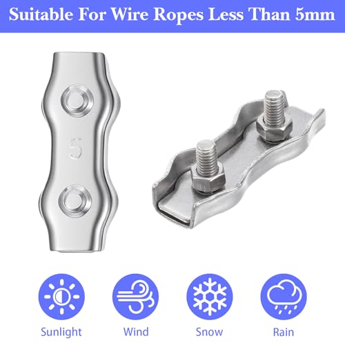 40 Pcs M5 Poly Rope Connector Wires Splicer Galvanized Steel Connector Kit for Electric Fences with Sleeve Tool
