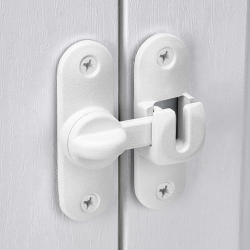 Matte White 90/180 Degree Barn Door Latches,Flip Gate Lock | Zinc Alloy Flip Gate Latches,Right Angle Door Lock,for bedroom,garage,sliding door,window,cabinet,drawer,pet enclosures - color: Matte White