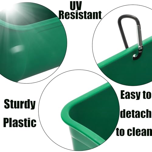 Cedilis 4 Pack Hanging Duck Feeder, Chicken Fence Feed Trough with Clips, Poultry Livestock Food Water Feeding Container for Goat, Goose, Rabbits, Sheep, Each Feeder 2.5 Quarts