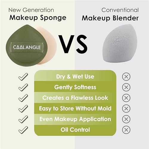 COOL-ANGLE Makeup Blender Sponges, Latex-Free, 5Pcs Medium Green | For Liquid Foundation And Powder, Wet Or Dry Application, Seamless Buildable Coverage, Reusable Soft Texture, Easy To Clean - color: A4: 5Medium Green
