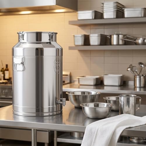 Milk Can with Spout, 20-Gallon Milk Jug Container with Sealed Lid | 304 Stainless Steel Bucket w/ Carry Handle, Airtight Food Storage Container, For Home, Farm, Commercial Kitchen - size: 2560 Ounces
