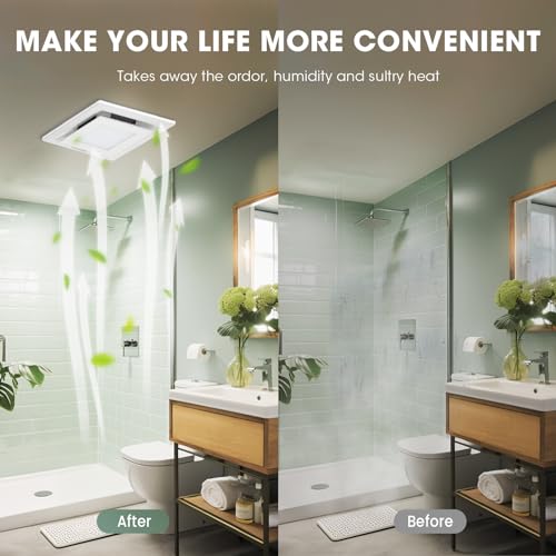 FASDUNT 120 CFM Bathroom Exhaust Fan with Light, Ceiling Ventilation Fan | 1.0 Sones Ultra Quiet, 5000K Daylight LED, No Attic Access Needed, Perfect for Bathroom Remodel - color: White-5000K, size: 8 Inch