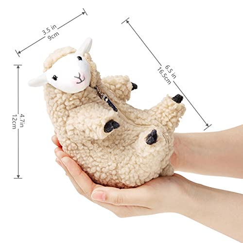 Furvana Shaved Sheep Stuffed Animal | Sheep Plush Toy , Cute Plushie for Girls , Sleeping Pet Buddy, Lamb Stuffed Animal Birthday Gifts for Kids Christmas