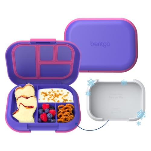 Bentgo Chill Kids 4-Compartment Bento Box Leakproof Lunch Box | Built-In Ice Pack, 3.3 Cup Capacity, BPA-Free, Microwave & Dishwasher Safe Tray, Ideal for Ages 3–7 (Electric Violet) - color: Electric Violet