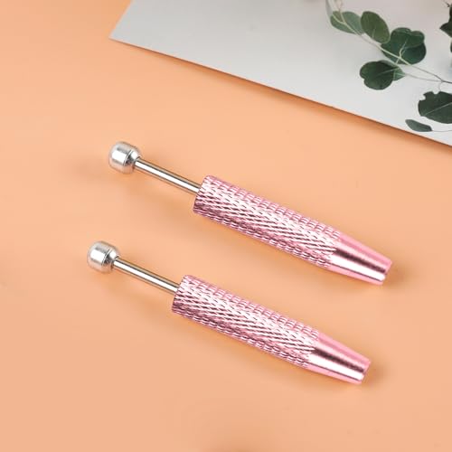 2Pcs Piercing Ball Grabber Tool for Changing Jewelry, Stianless Steel Flat Back Earring Applicator Internally Threaded Push Pin Piercing Grabber Tool - color: Pink-2pcs