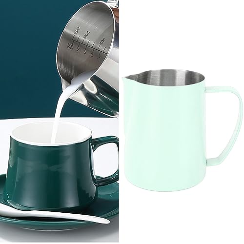 480ML Milk Frothing Pitcher,Steaming Pitcher,Milk Frother Cup,Coffee Frothing Cup 304 Stainless Steel Milk Frother Jug Point Mouth Latte Art Pitcher with Inner Scale(#2) - color: #2