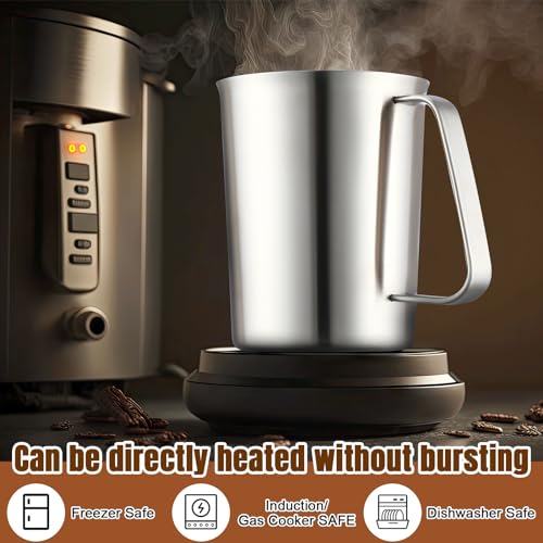 Copkim 4 Pcs Milk Frothing Pitcher with Handle 16 oz, 500 ml, 2 Cup 304 Stainless Steel Pitcher with Pour Lip Metal Liquid Measuring Cups Measuring Jug Milk Frothing Cups for Latte Art Water Pouring - size: 2 Cup