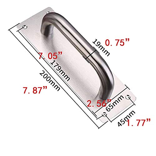 WANLIAN 2Pcs Pull Push Door Plate Handle 8inch Stainless Steel Heavy Duty Barn Door Pull for Shed Commercial Fire Gate with Mounting Screws (Silver, 200x65mm/7.9x2.6inch) | Heavy Duty Barn Door Pull for Shed Commercial Fire Gate with Mounting Screws (200x
