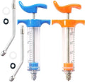 2 Pcs Goats Feed water filler, Drench Nozzle, Reusable, Adjustable Dosage, for Cattle, Sheep, Goats, Horse, Pig, Dog Supplies (Blue+Orange 20ml) - size: G (2ps 20ml)