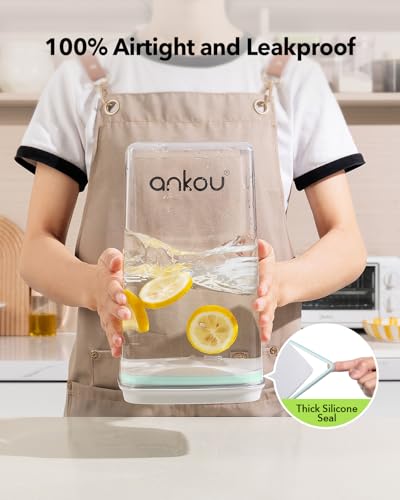Ankou Airtight Food Storage Container with Pop Lid & 130ml Scoop, 4L/4.2qt *2 BPA-Free Cereal, Rice, Flour, Pasta & Snack Container, Stackable & Durable,Kitchen Pantry Organizer - color: 4L * 2