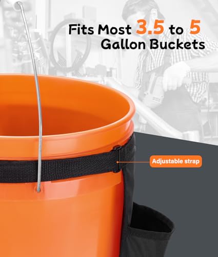 Bucket Tool Organizer, 5 Gallon Garden Bucket Tool Bag with Mesh Pocket | Waterproof Bucket Storage Caddy, Versatile for Car Wash Suppliers, Gardening Tools, Fishing Gear, Fit 3.5 to 5 Gallon Buckets