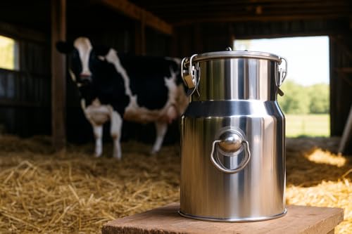 Stainless Steel Jug 1.32 Gallon Can with Lid, Metal Container Large Capacity Milking Pail for Goats, Food Grade for Cow or Home Use - size: 1.32Gallon