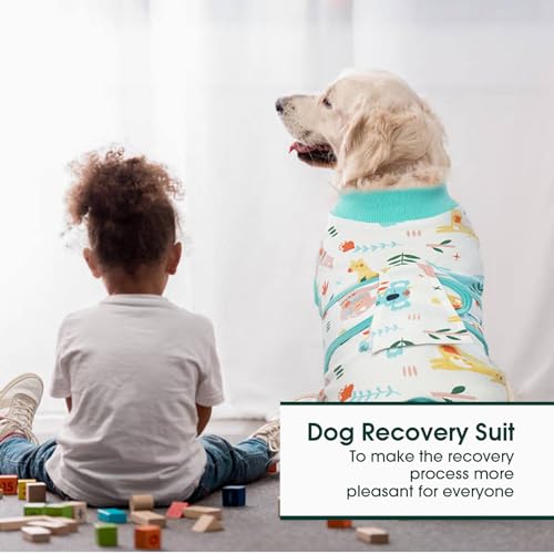Kuoser Recovery Suit for Dogs Cats, Soft Dog Surgery Suit Female Male Spay | Professional Dog Onesie for Surgery, Substitute E-Collar & Cone, Prevent Licking Dog surgical suit Pet Neuter Suit - color: Animal, size: X-small (Back:8.3-11.4'', Weight:4-7 Lb)