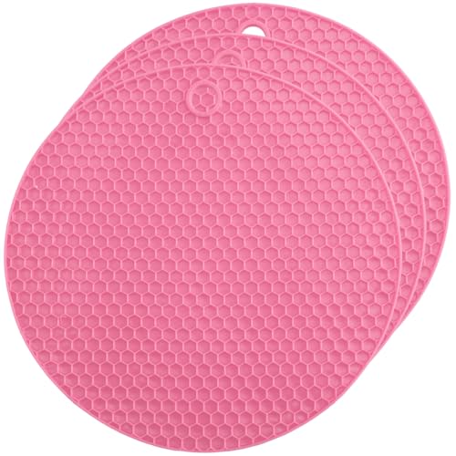 3Pcs Rubber Jar Opener,Round Large Jar Opener Gripper Pad Multipurpose Openers for Seniors Kitchen Non-Slip Coasters for Weak Hands,6.7x6.7Inch - Pink - color: Pink
