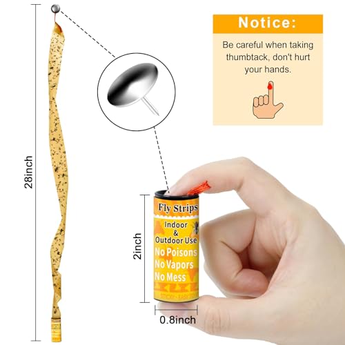 Outdoor Fly Trap Indoor Hanging 40pk, Sticky Fly Strips Tape Paper for Home | Flies Ribbon Rolls for Home Kitchen, Fruit & Bug Gnat Catchers for Inside, Killer for Winged Insect - size: 40 pack