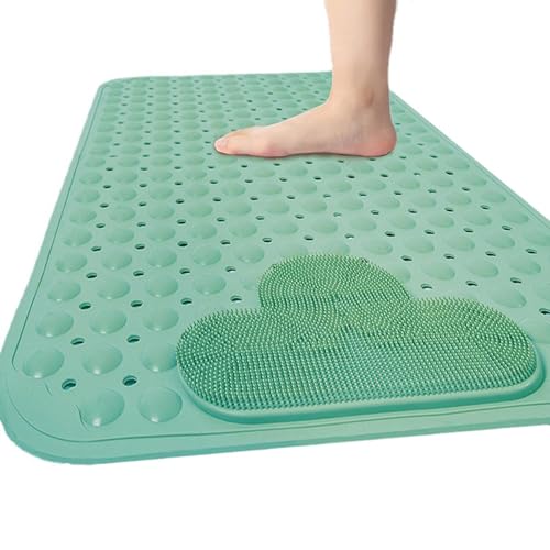 Bath and Shower Safety Mats with Foot Massage,Large Foot Scrubber Mat in Shower,Non Slip with Suction Cups for Bathroom Stall and Tub Floor,Foot Clean and Massage Feet Without Bending Over (Green) - color: Green