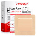 FRESINIDER Silicone Foam Dressing with Adhesive Border – Wound Dressing Bandage – Silicone Foam Pad – Pack of 10 – 5 x 5 Inches Large Waterproof Bandages – Self Adhesive Wound Care and Dressings - size: 5" x 5",10pack