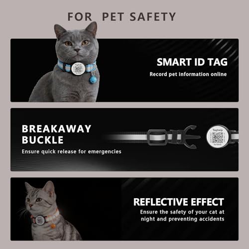 Smart QR Code Cat Collar 2-Pack, Breakaway Reflective Collar with Permanent Online Profile, Adjustable 7.5-12.5 Inch Safety Collar for Cats (Orang & Blue) - color: Reflective Strip - Orang & Blue