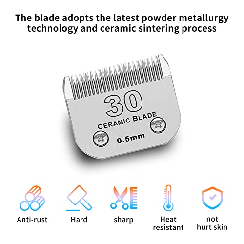 30# Dog Grooming Ceramic Blades,Compatible with Andis,Oster A5,Wahl KM10 | Size 30# Detachable Blade 1/50-Inch 0.5MM Cut Length,3 Pack - size: 3pc 30:1/50''(0.5mm)