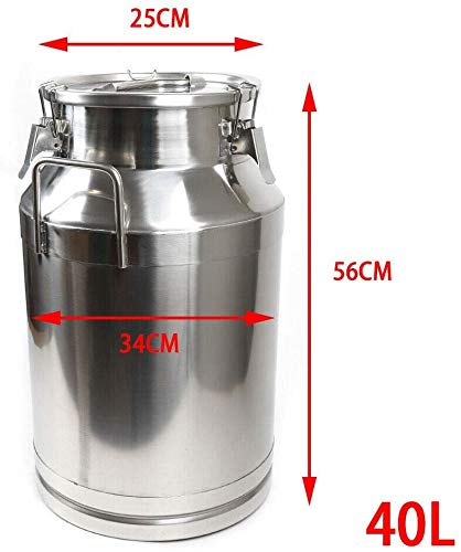 40L/10.5Gal Milk Cans-Stainless Steel Milk Transport Barrels Pail Milk Bucket Jug Oil Barrel Wine Barrel Canister Silicone Seal Barrels - size: 40L