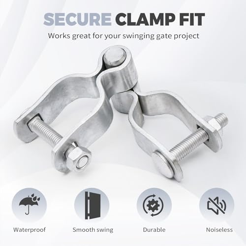 2-Pack Female Gate Hinges for 1-3/8 in OD Chain Link Posts | Pairs with a 5/8 in male pin, Galvanized steel for outdoor use, Bolts and nuts included, For repair or new installation - size: 1-3/8 Inch