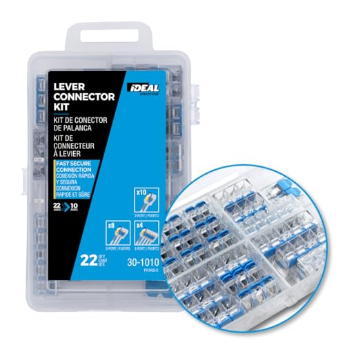 Ideal Electrical 30-1010 InSure 22 pc 10 AWG Lever Connector Kit (22 Pieces of Lever Wire Connectors) - size: 22 pc 10 AWG