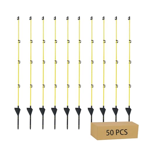 45 inch Electric Fence Posts Step in Fiberglass Insulated Plastic Electric Fence with Post, Electric Fence Stakes for Dogs, 50 Pack - color: 45 INCH, size: 50 pcs