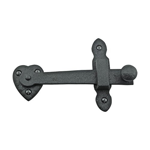 Renovators Supply Manufacturing Black Wrought Iron Heart Style Flip Gate Latch 4 in Barn Door Fence Lock Pack of 6 - color: 4-inch Heart, size: Pack of 6