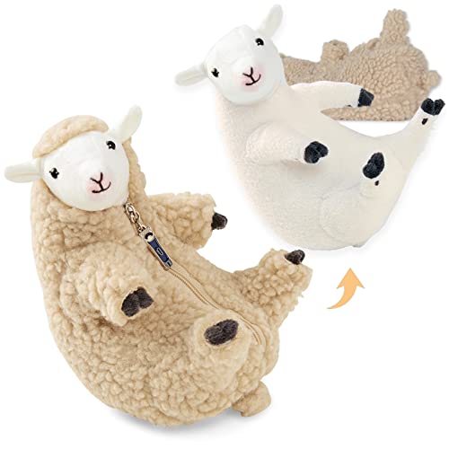 Furvana Shaved Sheep Stuffed Animal | Sheep Plush Toy , Cute Plushie for Girls , Sleeping Pet Buddy, Lamb Stuffed Animal Birthday Gifts for Kids Christmas