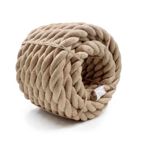 Natural Jute Rope 1-3/16 Inch x 50 FT (30mm) – Extra Thick Jute Rope for Large Swings, Posts, Fencing & Rustic Décorg, Landscaping, Crafting, Gardening, DIY Projects, Home Décor, and Outdoor Use - size: 1-3/16" x 50'