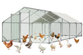 Metal Chicken Coop 26x10x6.56ft Extra Large Walk-in Poultry Cage for 20-40 Chickens Chicken Run Hen Rabbit Duck House with Waterproof Cover for Outdoor Farm Use - size: 312.0"L x 120.0"W x 78.7"H