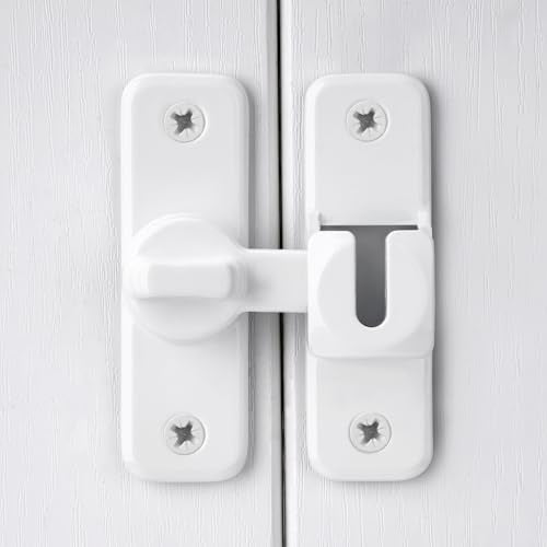 2 Pcs White 90/180 Degree Flip Latch,Zinc Alloy Barn Door Latch | Right Angle Door Lock Latch,Sliding Door Latch Lock,for Cabinets,Bedroom,Fence Gates,Window,Garden,Garage,Pet Cage - color: White
