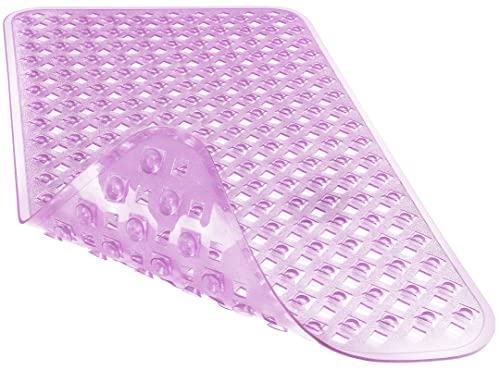 Yimobra Bathtub Mat Non Slip, Shower Mat with Strong Suction Cups & Drain Holes, 28"X16", Anti Slip Bath Tub Mat for Inside Shower, Machine Washable Fast Drying, Bathroom Essentials, Clear Purple - color: Clear Purple, size: 27.5 X 15.5 Inch