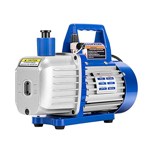 VIVOHOME 110V 1/2 HP 5 CFM Dual Stage Rotary Vane HVAC Air Vacuum Pump | AC Vacuum Pump for Home Automotive Air Conditioner R134a R12 R22 R502 R410a AC System with Oil Bottle - color: Blue, size: 5 CFM
