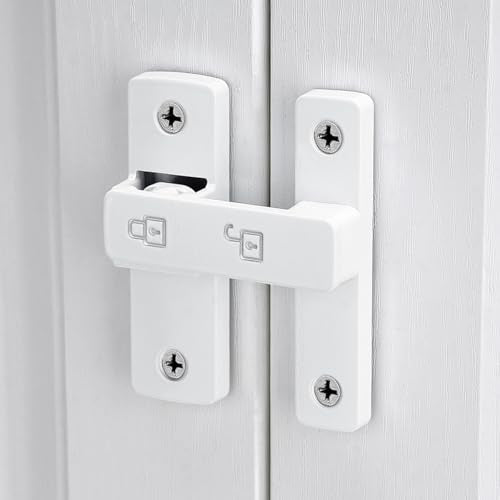 White 180 Degree Zinc Alloy Barn Door Latch, Flip Gate Lock | Sliding Door Latch Lock,for bedroom,garage,balcony,barn,bathroom,drawer,Wine Cabinet,window,cabinet,pet enclosures - color: White_180 Degree