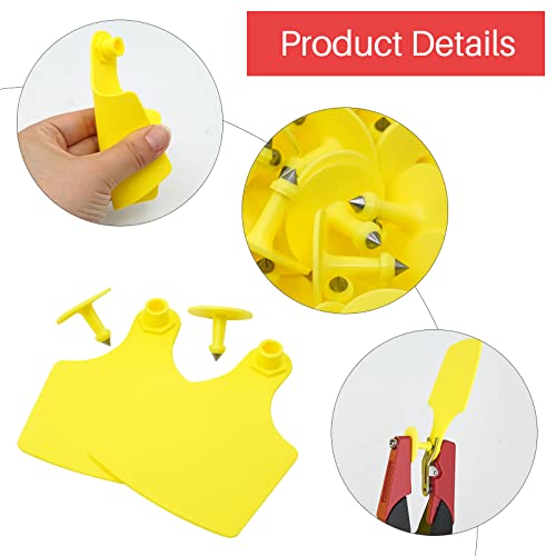 4.1" L×3.5" W Cattle Ear Tags Big Blank 100PCS Livestock Identification TPU | Cow Ear Tags for Cattle Laser Tags for Cows Pigs Hog Goats Sheep Calf Animal Goat Sheep Earring Tags Non-fading (Yellow) - color: 4-yellow