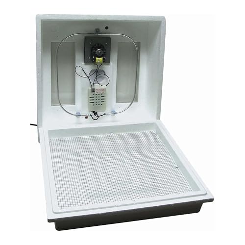 Farm Innovators Model 2200 Circulated Air Incubator, White | 4 dozen egg capacity; integrated fan; digital display w/temperature, humidity, days to hatch; large window; 40W - color: Digital Circulated Air, size: 1 Pack