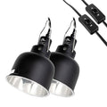 2 Pack Reptile Light Fixture, 5.5in Deep Dome Reptile Lamp Fixture, Optical Reflection Cover, Separate Switch & Hook, Terrarium Light Fixture for Reptile Heat Basking UVB Bulbs, 100W, Black - size: 5.5in