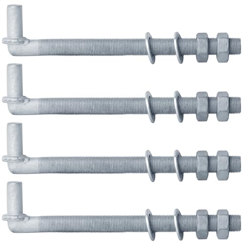 4 Pack 5/8" J-Bolt Gate Hinges, Threaded Post Hinge Pin, 5/8" x 11-1/4" | For Cattle Fence - size: 5/8" x 11-1/4"