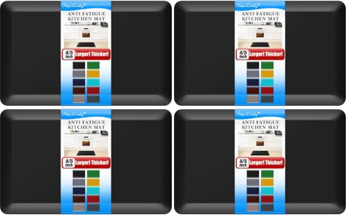 4/5 Inch Thick Kitchen Mat - Cushioned Anti Fatigue Mats for Kitchen Floor - Easy to Clean, Water Resistant, Non-Slip Kitchen Rug for Sink, Office, Kitchen (17''x24'' Black) (Pack of 4) - color: Black, size: 24"L x 17"W x 0.8"Th (Pack of 4)