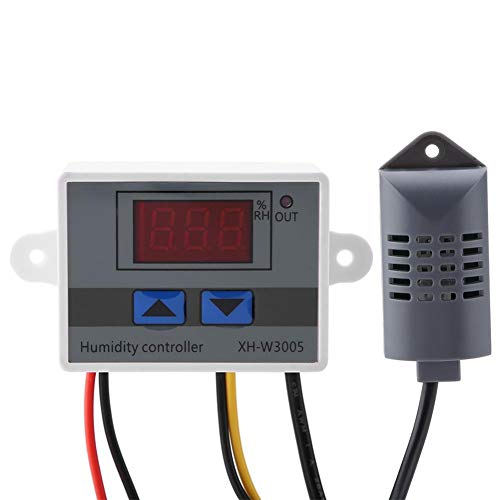 Digital Hygrometer, XH-W3005 Digital Hygrometer Switch Controller Humidity Sensor 0~99% RH 12V/24V/220V Capacitor Assortment Digital Humidity Controller(220V)