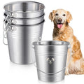Hicarer 4 Pcs 6 Quart Stainless Steel Dog Water Bucket, Heavy Duty Stainless Steel Bucket Water Pails for Dogs Pets, Kennels Farms Fences Christmas, Silver - size: 6 Quart