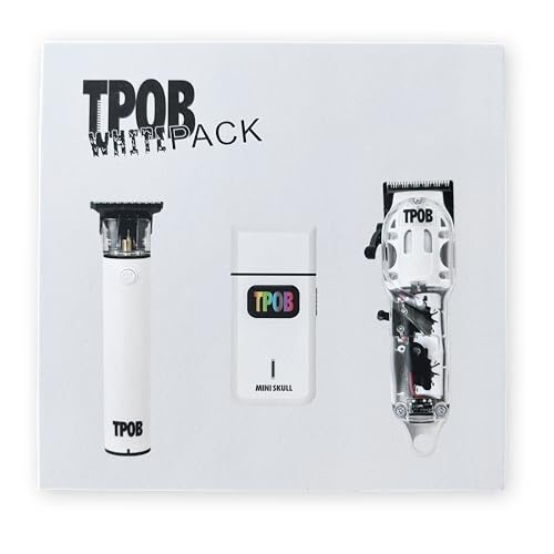 TPOB Slime 2 Barber Hair Clippers Trimmer Shaver Set for Men with Matte case and X Fade Blade (Matte White) - color: Matte White