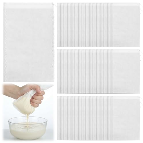 50 Pack Nylon Straining Nut Milk Bag 11.7" x 7.8" Fine Mesh Food Strainer Filter Cheese Cloth Bags for Nut Milk Juice Yogurt Cold Brew Tea Coffee Home Brewing