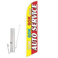 GLOBAL ADVERTISING SOLUTIONS Auto Repair Feather Flag Eye Catching Banner Sign for Business and Marketing Complete Set with 15 ft Pole Kit and Ground Spike (30k 60k 90k Miles Auto Service) - style: 30k 60k 90k Miles Auto Service