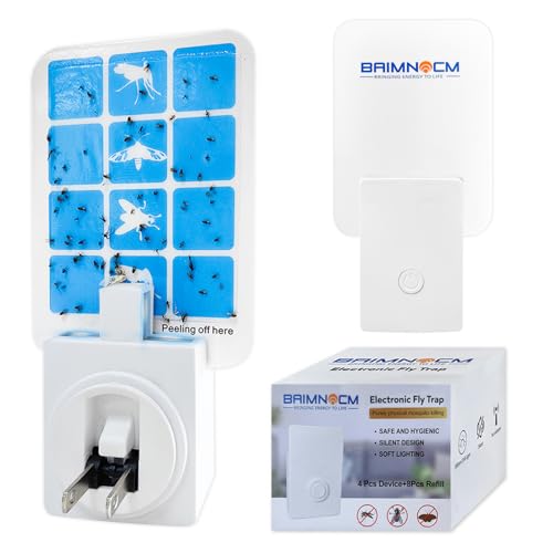 Plug in Flying Insect Trap, Blue Light Bug Catcher, 4 Device+8 Refills | Gnat Traps for House, Indoor Fly Trap for Fruit Fly, Moth and Mosquito, Flying Insect Catcher