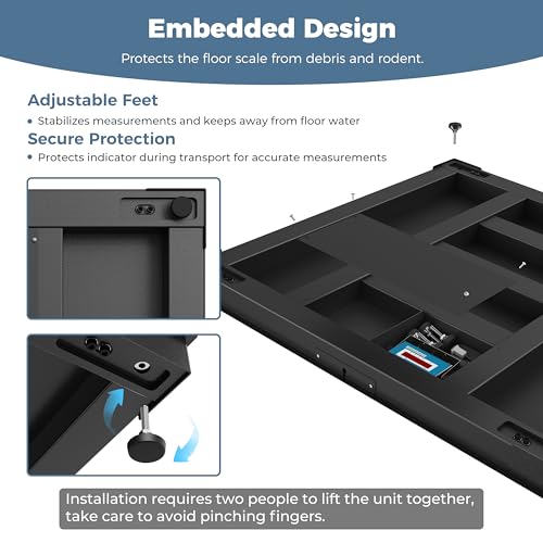 60"x60" Heavy-Duty Industrial Floor Scale, 10000lb x 1lb, Black | Professional Pallet Scale with Digital Indicator, Carbon Steel Weighing Scale for Wareshouse, Shipping and Industrial - size: 60"x60"-10000LB