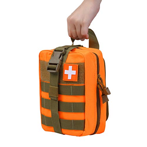 Medical Molle Pouch Tactical - 1000D Nylon First Aid Pouch, Big Capacity EMT Pouch Utility, Heavy Duty Military Grade Rip-Away Ifak Pouch for Home and Outdoor Activities（Bag Only - color: Orange